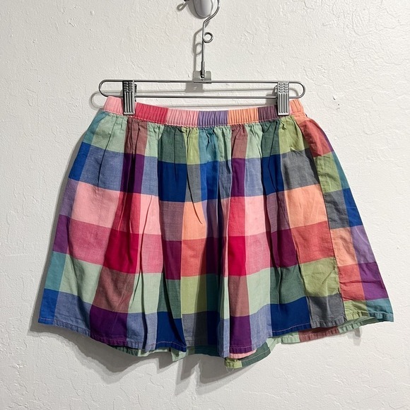 GAP KIDS Summer Spring Plaid Cotton Skirt Girls Large Pink Green Blue - Picture 1 of 5